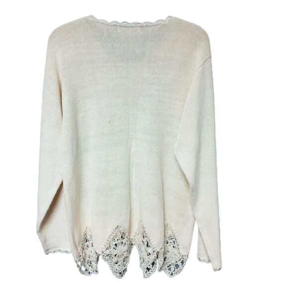 Seventh Avenue Womens Floral Embroidered Tunic Sweater Lace Trim Boho Small - Picture 5 of 12